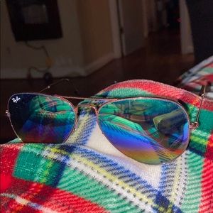 Rainbow aviator RayBans with case (real)